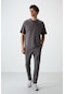 Tommy Life Koyu Gri Pamuklu Kalın Yumuşak Dokulu Oversize Fit Basic Erkek Eşofman Takım - 85251 Koyu Gri