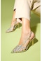 Luvishoes Leaf Altın-gümüş Hologram Kadın Topuklu Ayakkabı