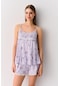 Suwen Catalina Şort Pijama Takımı Sh25712667887 Lila Desenli Lila