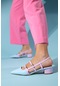 Luvishoes Cenova Mavi-pembe Rugan Kadın Topuklu Sandalet