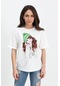 T-shirt Kız Baskılı Taş İşlemeli - Yeşil-yeşil