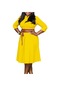 İkkb Sonbahar Ve Kış Dik Yaka Yüksek Bel Elbise Sarı