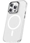 Kilifone - İphone Uyumlu İphone 15 Pro Max - Kılıf Lens Korumalı Kablosuz Şarj Destekli Klaptika Kapak - Renksiz