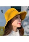 Sarı Kadın Büyük Kenarlı Yüzü Kapatan Güneş Şapkası One Size