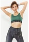 Tommy Life Yeşil Yazı Şeritli Standart Kalıp U Yaka Kadın Spor Büstiyer - 97113 Yeşil