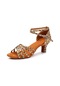 Kadın Latin Dans Ayakkabıları Balo Salonu Dans Ayakkabıları Orta Topuklu 5 Cm Size34-41 Leopar