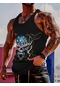 Snapbuy Retro Araba Desenli 3d Baskılı Yazlık Rahat Tank Top - Büyük Boy Spor Yelekerkek Gökyüzü Mavi