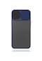 Tecno - İphone Uyumlu İphone 12 Mini - Kılıf Slayt Sürgülü Arkası Buzlu Lensi Kapak - Lacivert