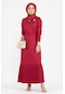 Pilise Detaylı Kemerli Elbise-kırmızı-2429