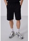 Siyah-bej Yüzeyi Dokulu Oversize Erkek Şort - 81288 Siyah/bej