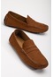 Hakiki Deri Nubuk Rok Kolej Model Taba Erkek Günlük Loafer Ayakkabı-3038-Taba