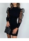 Bayan Yeni Ürünler Avrupa Ve Amerikan Modası Günlük Düz Renk Basit Dantel Elbise Siyah