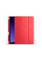 Kilifolsun Galaxy Uyumlu Tab S9 Fe Kalem Bölmeli Stand Olabilen Origami Tri Folding Kılıf Kırmızı