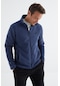 İndigo Fermuarlı Dik Yaka Standart Kalıp Erkek Polar Sweatshirt - 88134 İndigo