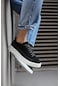 Sneakers Ayakkabı 010 Siyah Süet Beyaz Taban Çok Renkli