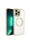 Kilifone - İphone Uyumlu İphone 13 Pro Max - Kılıf Kablosuz Şarj Destekli Setro Silikon Kapak - Gold