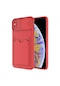 Kilifone - İphone Uyumlu İphone X - Kılıf Slayt Sürgülü Kart Bölmeli Kartix Kapak - Kırmızı