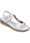Pullman Alçak Dolgu Topuk Kadın Sandalet Sk-35239 Beyaz-beyaz
