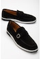 Hakiki Deri Süet Tokalı Çift Renk Taban Siyah Erkek Günlük Ayakkabı-2945-siyah
