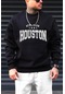 Erkek Siyah Houston Baskılı 0 Sıfır Yaka Oversize Salaş Bol Kesim Polar Sweatshirt-siyah-7 Siyah