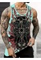 Snapbuy Retro Araba Desenli 3d Baskılı Yazlık Rahat Tank Top - Büyük Boy Spor Yelekerkek Haki