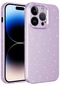 iPhone Uyumlu 14 Pro Max Kılıf Simli Işılıtılı Renkli Parlak Kamera Korumalı Silikon Kapak Koton - Lila