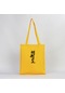 Black Kanji Text Sarı Gabardin Bez Çanta