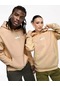 The Champ Clothing Kapüşonlu İçi Polar Shark Baskılı Bej Oversize Hoodie Sweatshirt Bej