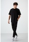 Tommy Life Siyah Pamuklu Kalın Yumuşak Dokulu Oversize Fit Basic Erkek Eşofman Takım - 85251 Siyah