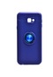 Kilifone - Samsung Uyumlu Galaxy J4 Plus - Kılıf Yüzüklü Auto Focus Ravel Karbon Silikon Kapak - Mavi