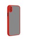Noktaks - iPhone Uyumlu Xs 5.8 - Kılıf Arkası Buzlu Renkli Düğmeli Hux Kapak - Kırmızı