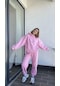 Tam12den Nakış İşlemeli Üç İplik Sweat Takım- Pembe Pembe