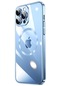 iPhone Uyumlu 14 Pro Kılıf Wireless Şarj Özellikli Sert Pc Lopard Riksos Magsafe Kapak - Mavi