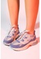 Luvishoes Buren Mavi-gri Fileli Kadın Kalın Taban Spor Sneakers