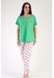 C&city Büyük Beden Kısa Kol Pijama Takım Yeşil-441041-yeşil-441041