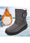 Gri Kadın Sıcak Su Geçirmez Pamuk Ayakkabı Naylon Kar Botları Kış Ayak Bileği Çizmeler Kaymaz Kısa Çizmeler