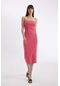DeFacto Bodycon Straplez Ribana Midi Elbise D4440AX24HSPN628 Pembe