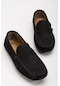 Hakiki Deri Nubuk Rok Kolej Model Siyah Erkek Günlük Loafer Ayakkabı-3037-Siyah