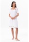 Kısa Kol Şile Bezi Kare Yaka Narin Kısa Yazlık Elbise Beyaz Byz-beyaz