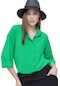 Kadın Yeşil Önü Kısa Arkası Uzun Kapri Kol Gömlek-19570-yeşil