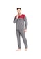 Erkek Düğmeli Pijama Takımı Mevsimlik Tampap 3300- Füme