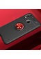 Mutcase - Huawei Uyumlu P20 Lite - Kılıf Yüzüklü Auto Focus Ravel Karbon Silikon Kapak - Siyah-kırmızı