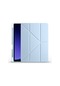 Kilifolsun Galaxy Uyumlu Tab S9 Fe Kalem Bölmeli Stand Olabilen Origami Tri Folding Kılıf Mavi