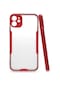 Mutcase - İphone Uyumlu İphone 11 - Kılıf Kenarı Renkli Arkası Şeffaf Parfe Kapak - Kırmızı