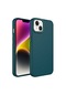 Noktaks - iPhone Uyumlu 14 - Kılıf Metal Çerçeve Ve Buton Tasarımlı Silikon Luna Kapak - Koyu Yeşil