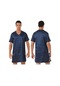 Lacivert Unisex Bay Bayan Saten Gecelikler Kısa Kollu V Yaka Gecelik Pijama Pijama