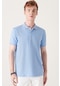 Avva Erkek Açık Mavi %100 Mısır Pamuğu Standart Fit Normal Kesim 3 Düğmeli Polo Yaka T-Shirt B001027
