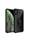 Tecno - İphone Uyumlu İphone Xs 5.8 - Kılıf Yüzüklü Arkası Şeffaf Koruyucu Mola Kapak - Siyah