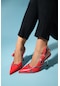 Luvishoes Glen Kırmızı Cilt Fermuar Detaylı Kadın Yüksek Topuklu Ayakkabı