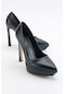 Peev Siyah Cilt Kadın Topuklu Ayakkabı
